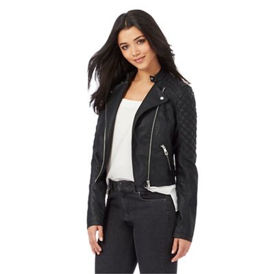 Lipsy Ariana Grande for Lipsy black quilted biker jacket